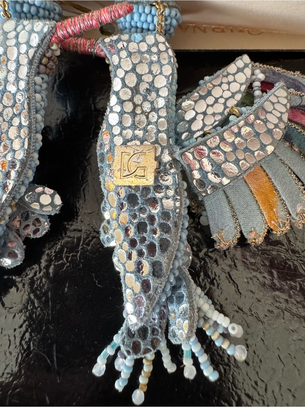 Deepa Gurnani Beaded Hummingbird Drop Earrings NWT in Light Blue/White - Picture 9 of 11